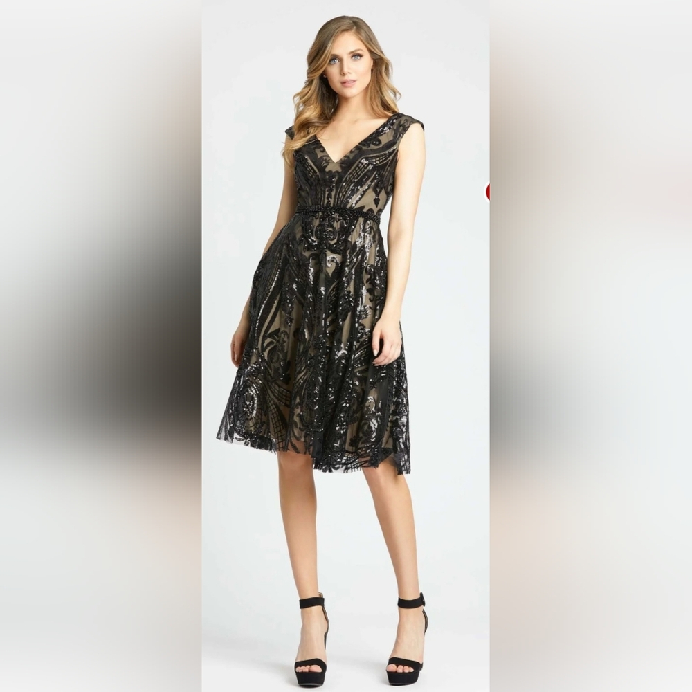Mac Duggal Sequin Fit & Flare Dress